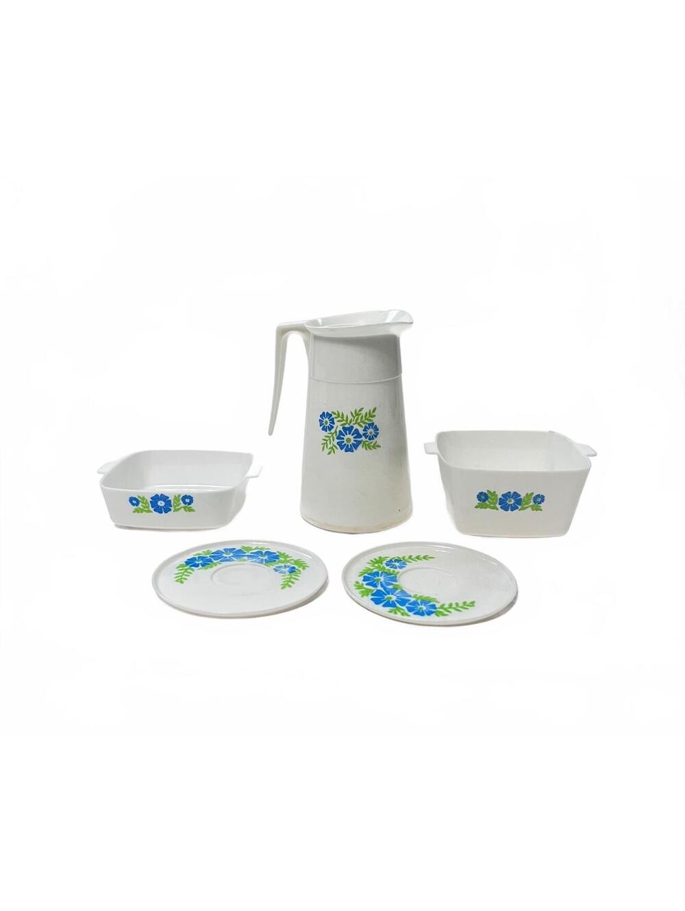 Vintage Amsco Suburban Toy Corning Ware Blue Cornflower Pitcher Casserole Set